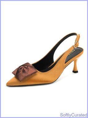 Slingback Kitten Heels Floral Pointed Toe Pumps